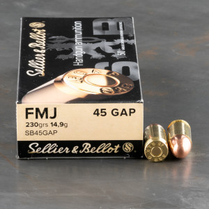 Buy 50rds 45 GAP Sellier & Bellot 230gr. FMJ Ammo Online